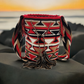 Bohemian Wayuu crochet handbag with multicolor geometric stripes and adjustable strap. Crafted in Colombia by Wayuu artisans.