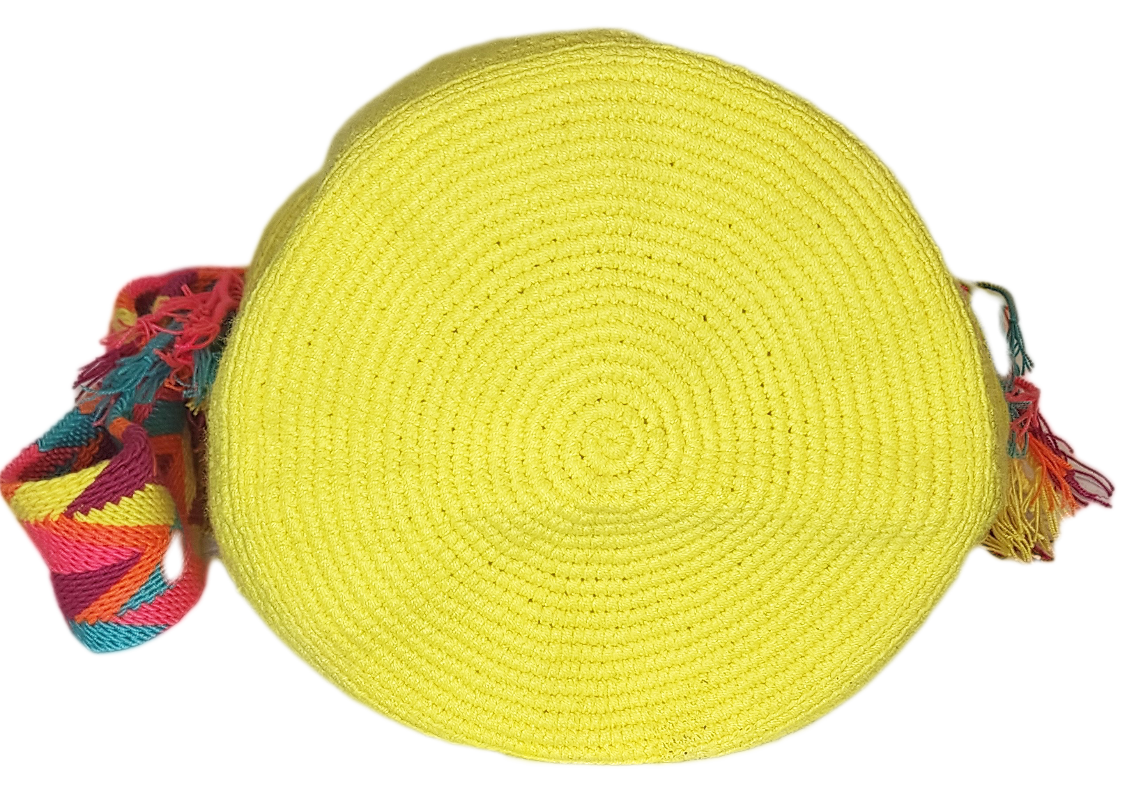"Colorful handmade crochet bags by Wayuu women, showcasing vibrant bohemian patterns and artisanal craftsmanship."