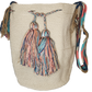 "Colorful handmade crochet bags by Wayuu women, showcasing vibrant designs and cultural emblems."