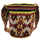 "Colorful handmade crochet Wayuu bag with intricate geometric patterns, showcasing traditional artisan craftsmanship."