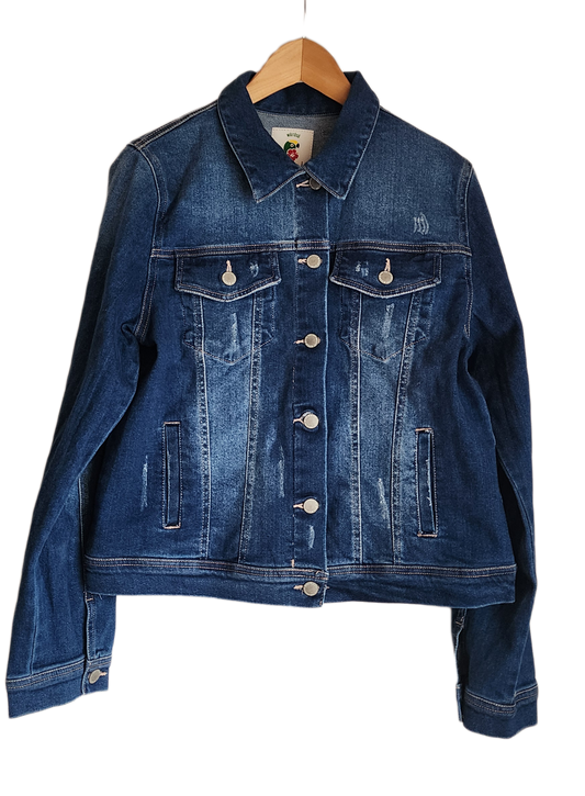 Anya Denim Jacket with Handmade Mandala (L)