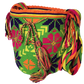"Colorful handmade Wayuu crochet bag with intricate patterns, adjustable strap, showcasing bohemian charm and artisan craftsm
