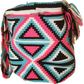 "Colorful handmade Wayuu crochet crossbody bag, showcasing traditional vibrant patterns and a boho flair, perfect for versati