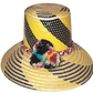 "Colorful handmade Wayuu hat crafted from Iraca palm fibers with decorative pompoms, showcasing vibrant Wayuu cultural design