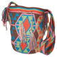 "Colorful handmade Wuitusu Crochet Wayuu Bag by Colombian artisans, featuring vibrant geometric patterns and a long, comforta