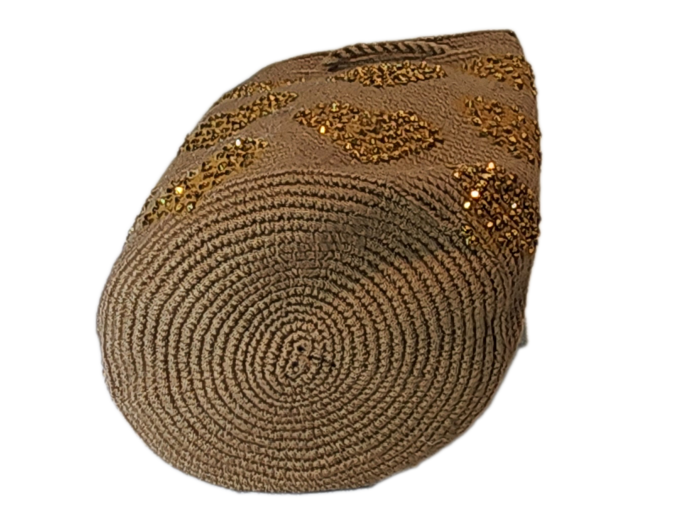 "Colorful handmade Wuitusu Wayuu crochet bag, crafted by artisans, featuring vibrant patterns and a long, stretchy strap for 