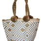 "Colorful handmade Wuitusu Wayuu crochet bag with a short handle, showcasing unique Wayuu craftsmanship and vibrant bohemian 