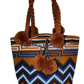 "Colorful handmade Wuitusu Wayuu crochet bag with short handle, displaying unique patterns and artisan craftsmanship."