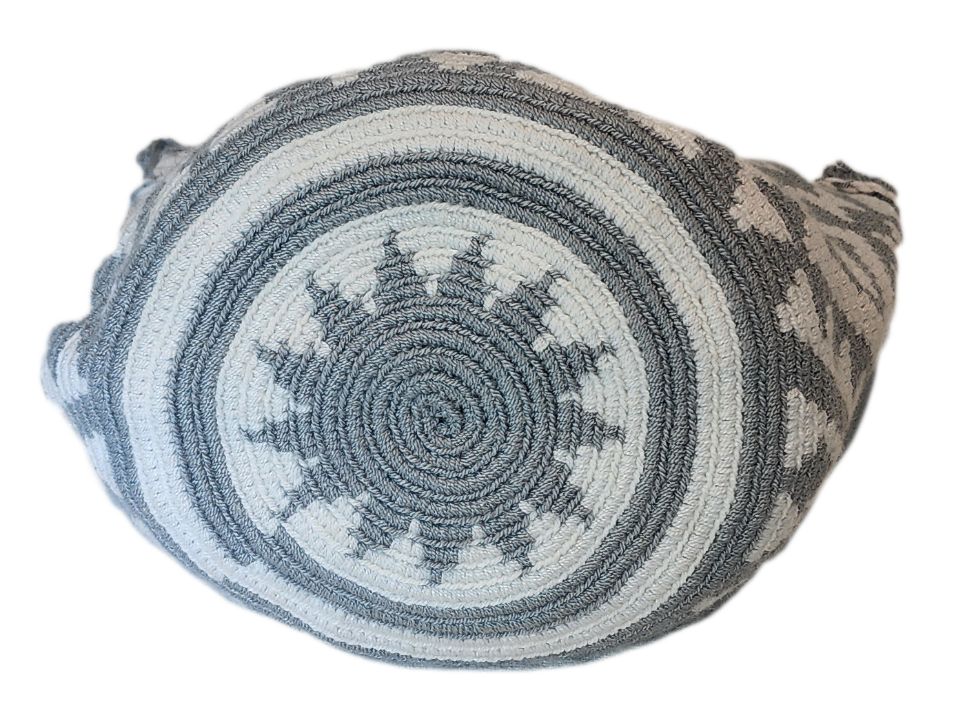 "Colorful handmade Wuitusu Wayuu crochet handbag, showcasing vibrant bohemian artistry and supporting Wayuu culture."