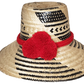 "Colorful handmade Wuitusu Wayuu Hat crafted from Iraca palm fibers, adorned with cultural pompoms for style and prosperity."