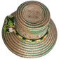 Bohemian chick hat with adjustable fit and bold green geometric design