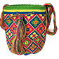 "Colorful Wuitusu Wayuu crochet bag featuring geometric patterns and adjustable strap, embodying bohemian charm and cultural 
