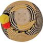 Daniela Wayuu palm fiber hat with multicolor pompom trio and yellow-accented weave

