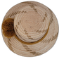 Elegant handmade straw Wayuu hat with golden-brown pompom details.

