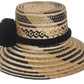 Handcrafted wide brim straw hat, perfect as a boho hat and loved for its warm weather hat flair.
