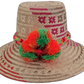 Florence handmade Wayuu straw hat with magenta weave and neon orange-green pompoms

