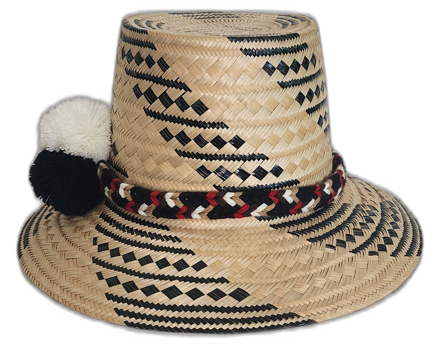 Boho Chick straw hat in natural beige with bold black patterns
