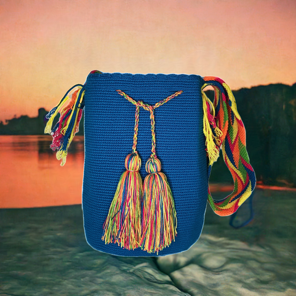 Violet Unicolor Large Handmade Wayuu Mochila Bag 