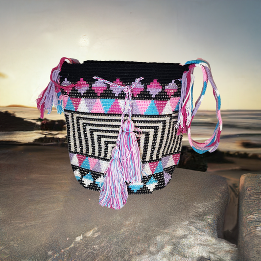 Parker Handmade Crochet Wayuu Mochila Bag with Crystals - Wuitusu