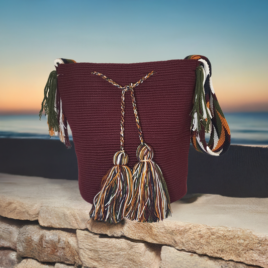 Ember Unicolor Large Handmade Wayuu Mochila Bag - Wuitusu