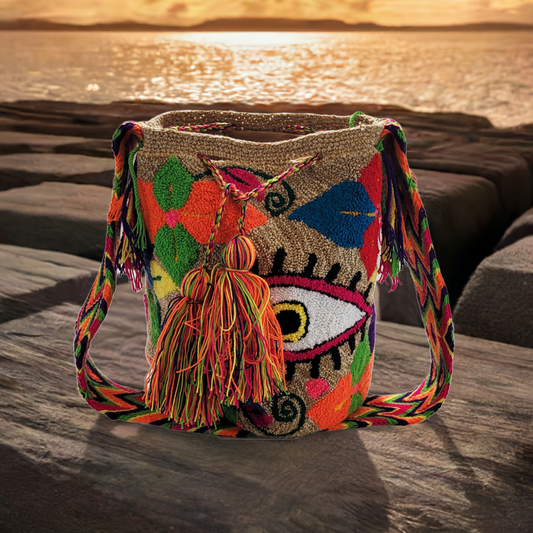 Valentina Large Handmade Punch-needle Wayuu Mochila Bag - Wuitusu