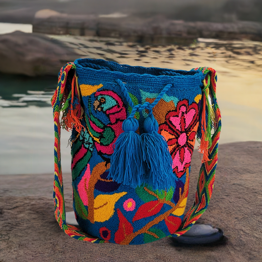 Rylee Large Handmade Punch-needle Wayuu Mochila Bag - Wuitusu