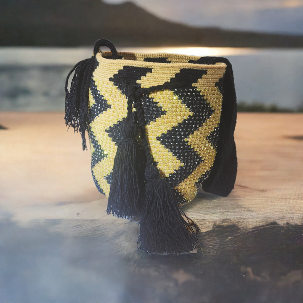 Maggie Medium Handmade Wayuu Mochila Bag With Crystals - a perfect gift for her