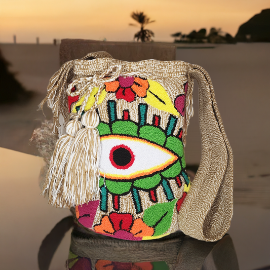 Julia Large Handmade Punch Needle Wayuu Mochila Bag - Wuitusu
