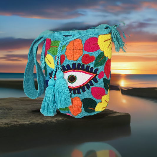 Nalani Large Handmade Punch Needle Wayuu Mochila Bag - Wuitusu
