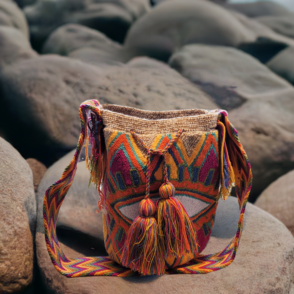 Elise Large Handmade Punch-needle Wayuu Mochila Bag - a perfect gift for her