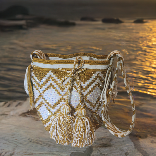 Fiona Medium Handmade Wayuu Mochila Bag With Crystals - a perfect gift for her