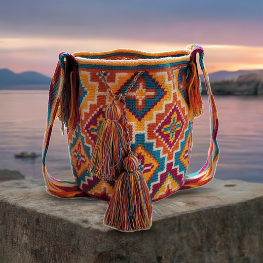 Genesis Large Handmade Crochet Wayuu Mochila Bag - Wuitusu