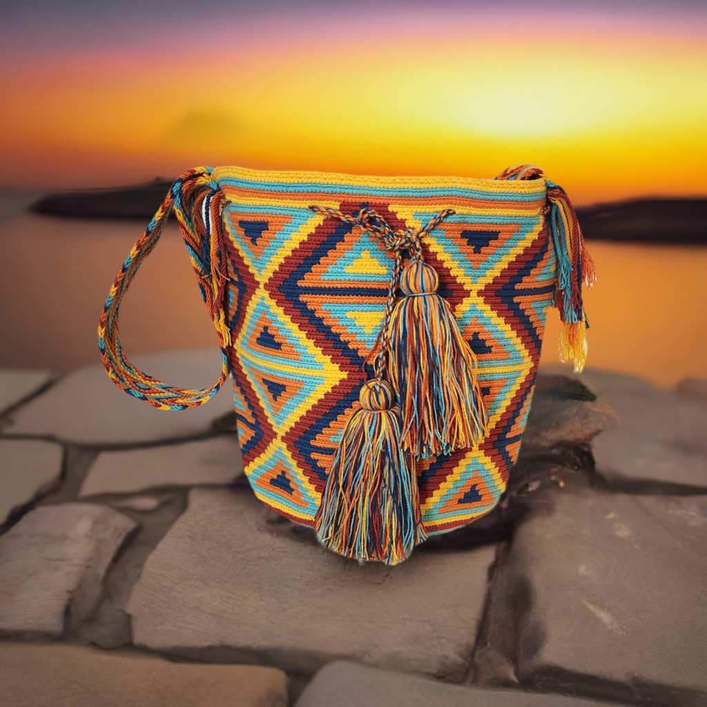 Alessandra Large Handmade Crochet Wayuu Mochila Bag Wuitusu