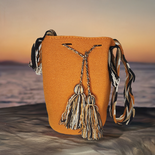 River Unicolor Large Handmade Wayuu Mochila Bag - Wuitusu