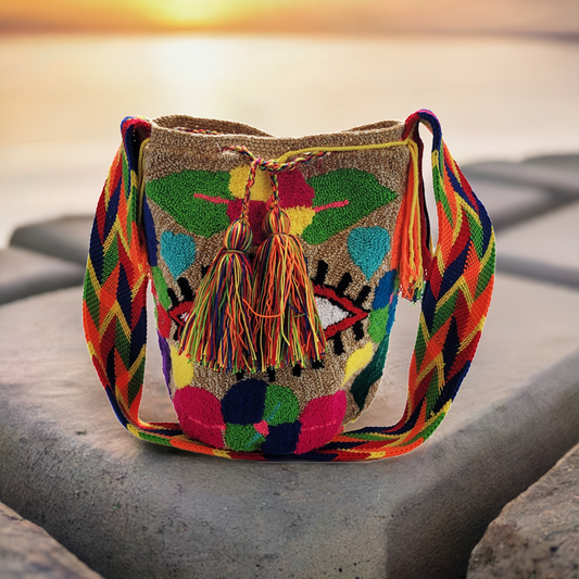 Gabriella Large Handmade Punch-needle Wayuu Mochila Bag