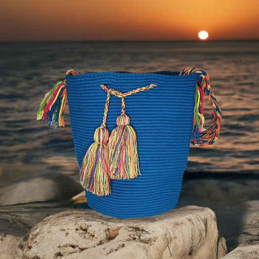 Sara Unicolor Large Handmade Wayuu Mochila Bag - Wuitusu