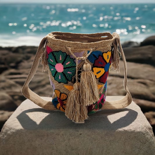 Alice Large Handmade Punch-needle Wayuu Mochila Bag - Wuitusu