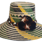 Handmade Wayuu hat with green, yellow, and black woven details
