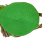 "Handcrafted medium-sized Wayuu crochet bag with colorful patterns and secure lid, perfect for versatile use."