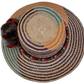 Boho chick straw hat featuring multicolor weave and handmade pompoms

