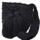 Boho chick crochet bag in black with subtle beadwork and wide woven strap.