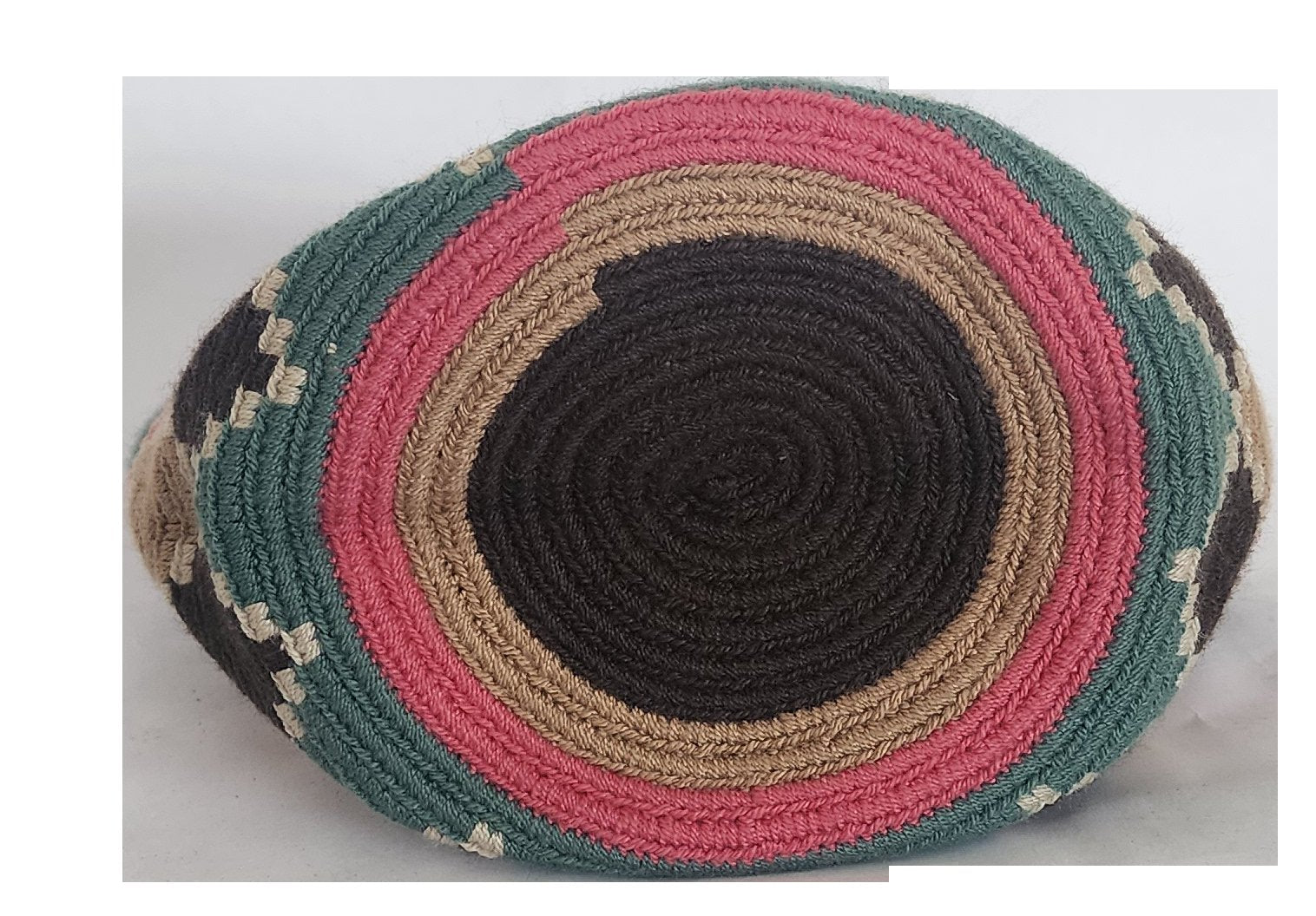 Unique bohemian Wayuu bag with adjustable strap and tassel accents