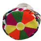 Floral and eye motif punch needle Wayuu bag in boho colors