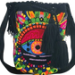 Boho-chick Wayuu punch-needle bag in colorful crochet art style