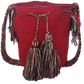 Artisan-crafted Wayuu crochet bag in striking red with handmade tassels — a colorful, Bohemian must-have.