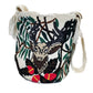 Crochet colorful Wayuu crossbody featuring a deer in nature scene
