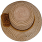 Elegant light straw Wayuu hat featuring bold ochre-colored pompoms.

