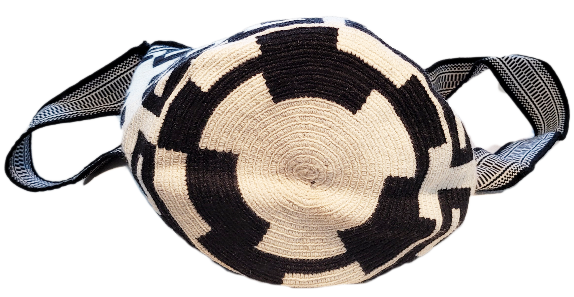 "Handmade Paleteada Crochet Wayuu Bag, colorful and bohemian, crafted by Wayuu artisans, supporting sustainable livelihoods."