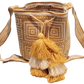"Handmade Paleteada Wayuu crochet bag with colorful geometric patterns, crafted by Wuitusu artisans using vegan materials."
