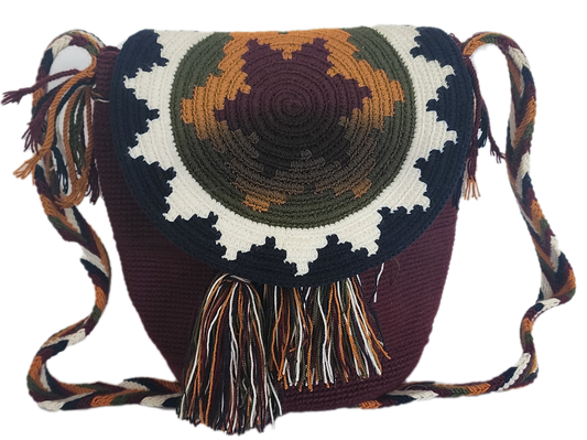 Marleigh Medium Handmade Crochet Wayuu Bag with Lid